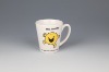 Wholesale unique V shape decal ceramic coffee mug