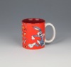 Wholesale glazed decal printing red ceramic mug