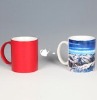 Wholesale red ceramic color changing magic mug