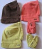 Wholesale baby's winter polar fleece hat/glove set