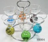 Wholesale TABLEWARE DRINKING GLASS WINE GLASS GLASS CUP - S/6 colored shot glass with metal holder