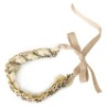 Wholesale fashion grosgrain ribbon matal chain handmade necklace costume jewelry