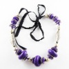 Wholesale promotion gift Handmade purple Coconut Shell Triangle Bead Necklace