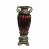 Wholesale double ears glass flower vase in red