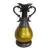 Wholesale glass vase with polyresin top and base in gold finish