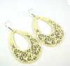 Wholesale Wooden Tear Shaped Drop Earring With Tiny Rhinestone