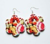 Wholesale 2011 fashion red flower wood earring ARATTA-EV60