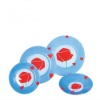 Wholesale Handcarved round flat glass plate with flower decoration