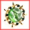 Wholesale Fashion green gemstone 14k gold plated alloy ring/fashion CZ ring/