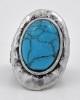 Wholesale Burnished Silver Tone / Turquoise Gemstone / Lead Compliant / Stretch Ring