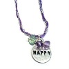 Wholesale Get Happy Silver and Gemstone Charm Necklace