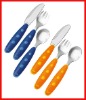 Wholesale stainless children cutlery with plastic handle