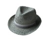 Wholesale Natural Paper Straw Fedora With Striped Pattern Band