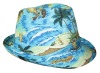 Wholesale (HFD7034) Hawaii Pattern Fabric Fedora