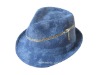 Wholesale Fashion Denim Fedora Hat with Zipper on the crown