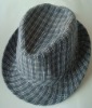 Wholesale plaid men's fedora hat/jazz hat/brim hat/bucket hat