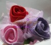 Wholesale 100% cotton rose flower shape towel cake(WBA-057)