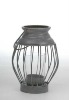 Wholesale Metal Candle Lantern by rattan like as grey finish