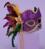 Wholesale Venetian Mardi Gras Eye Mask with feather