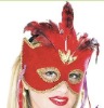 Wholesale Venetian MaRed Venetian Velvet Eyemask with feather