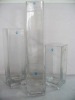 Wholesale square glass vase in different sizes mouth hollow glassware