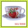 Wholesale Strawberry Priting Ceramic Coffee Mug With Saucer