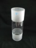 Wholesale cylinder glass vase in hot sale for home decoration bright glass with sand blasting surface and carvineg design