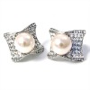 Wholesale Charming rhodium plated curvy square clip earrings