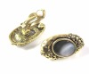 Wholesale antique color alloy material clip earrings with cymophane