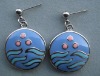 Wholesale 316L stainless steel colored expoy clip-on dangled drop earrings