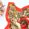 Wholesale new fashion checked print silk scarf