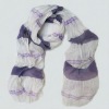 Wholesale silver thread purple white twill silk scarf