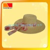 Wholesale 2012 summer hot best sale new style women's paper straw floppy hat with floral print band