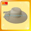 Wholesale 2012 summer hot best sale new style women's paper straw floppy hat with pokdot band and bow