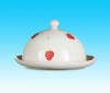 Wholesale Round porcelain butter dish with lid, ceramic butter dish