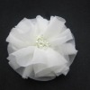 Wholesale white chiffon flowers for hair with pearl