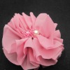 Wholesale pink chiffon flowers for hair with pearl