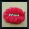 Wholesale Chiffon flowers for hair clip with rhinestone