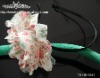 Wholesale NEW DESIGNED METAL HAIRBAND COVERED WITH SATIN W/CHIFFON FLOWER ON TOP