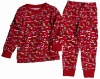 nova kids Christmas girl long sleeve cotton printed sleepwear pajama setFG2966#Red
