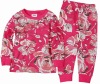nova kids Child winter long sleeve floral printed nightwear pajama set F2978# Fuchsia