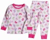 nova kids Girl cotton waffle rib butterfly print long sleeve pajama set nightwear F2976#Pink